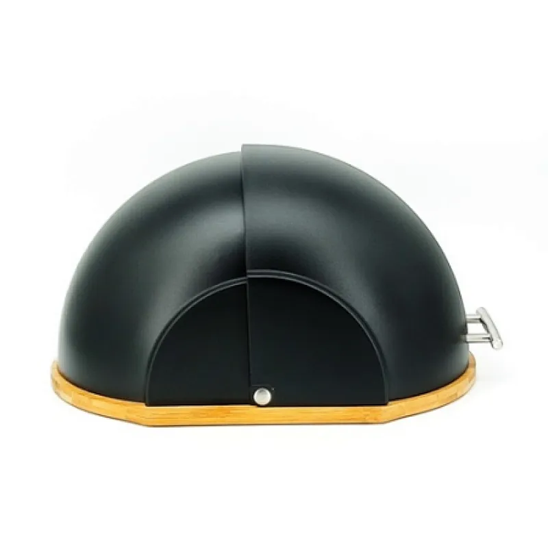 black wooden bread bin