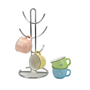 Steel Mug Holder Tree，Diversified European Large SizeStand, Iron Mugs & Tea & Coffee Cup Storage Rack With Hooks, Counter Bar Accessory & Kitchen Countertop Organizer