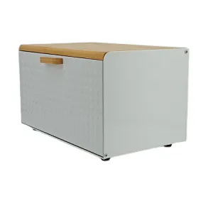 Rectangle Bread Bin with Stainless Steel Body, Large, Matt Black, Diamond Decor