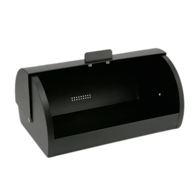 enameled metal bread box black