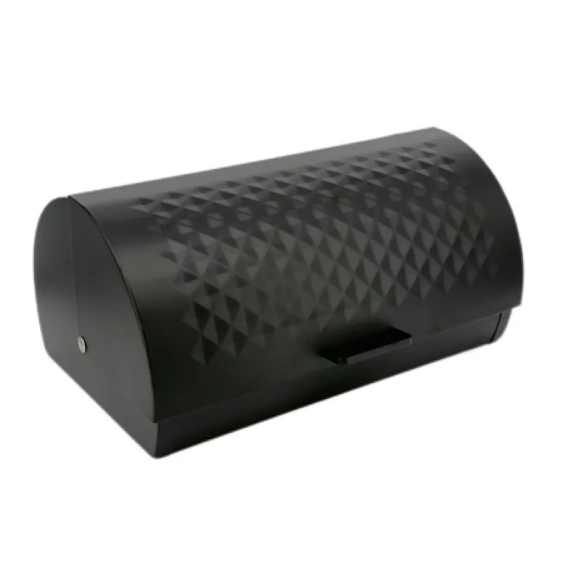 enameled metal bread box black