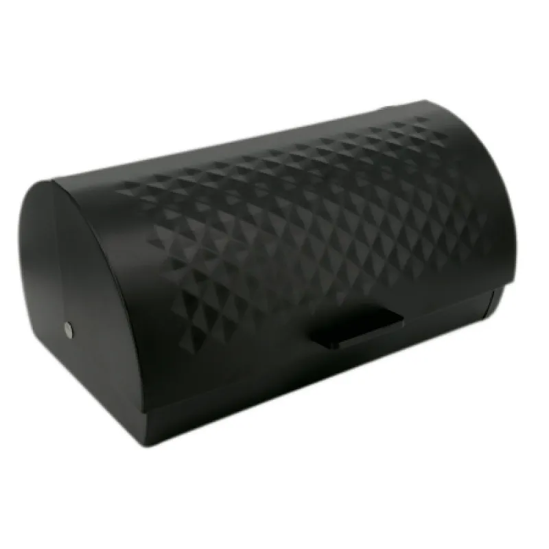 enameled metal bread box black