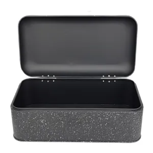 Black Bread bin, Large Storage Space, Marble Decor, Alu Handle