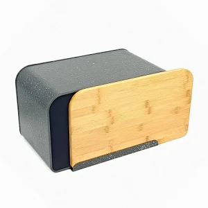 Bread Bin with Cutting Board Lid, Marble Decor