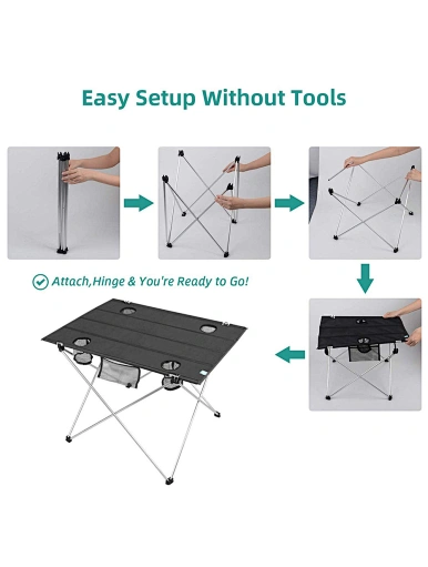  Foldable Camping Picnic Tables with cup holders and pocket