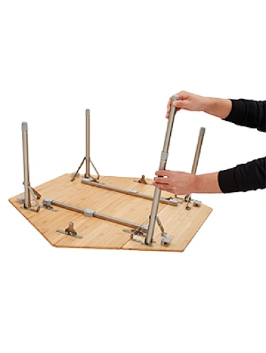 Hexagon four folding bamboo Picnic table for outdoor