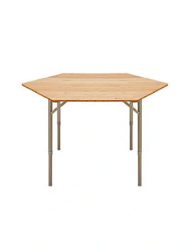  Hexagon four folding bamboo Picnic table for outdoor