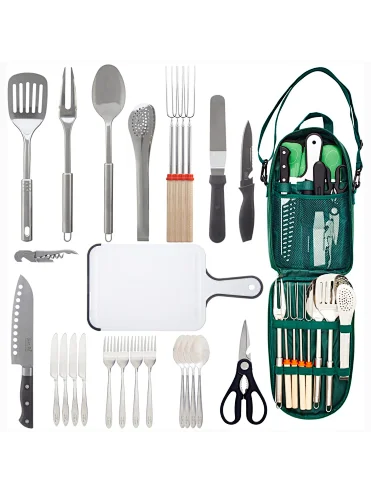 31-Piece Portable Camp Kitchen Utensil Organizer Set
