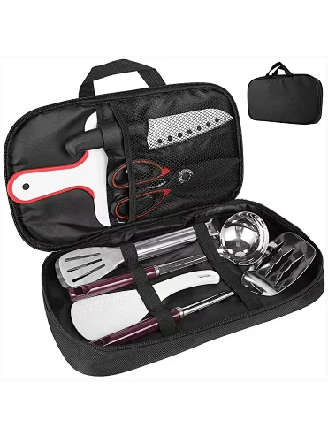 9-Piece Portable Camp Kitchen Utensil Organizer Set