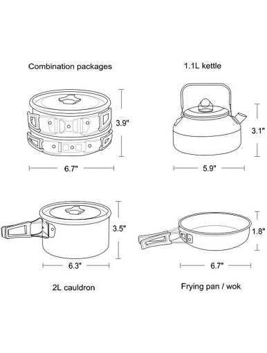 15 pcs cookware sets camping cook sets