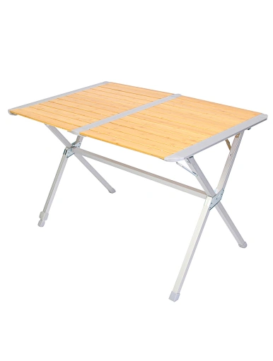 Bamboo Top Aluminum Frame Roll Up Camp Table