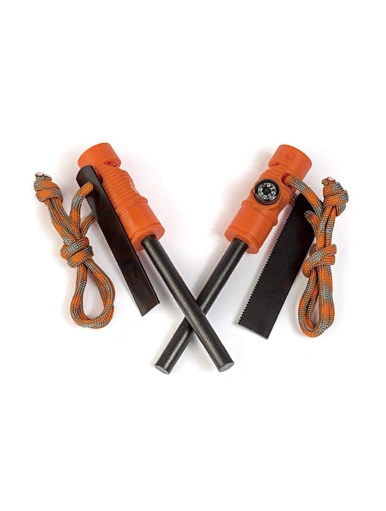 Outdoor Survival Army Magnesium Flint Rod, Camping Fat Fire Starter with compass