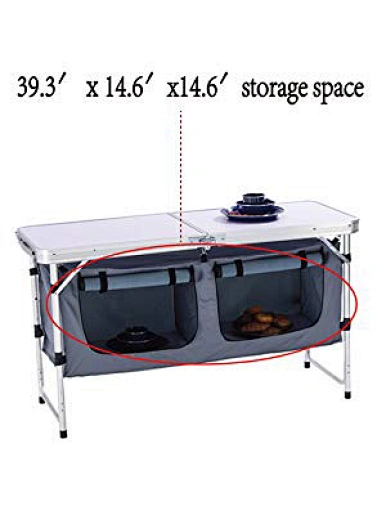 table with Large 2 Compartment Storage Bag