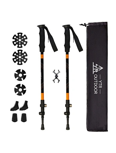 Trail Mounting Hiking pole,3-section Cork Handle Nordic Walking Pole