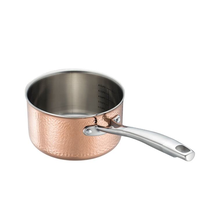 Tri-ply clad copper sauce pan