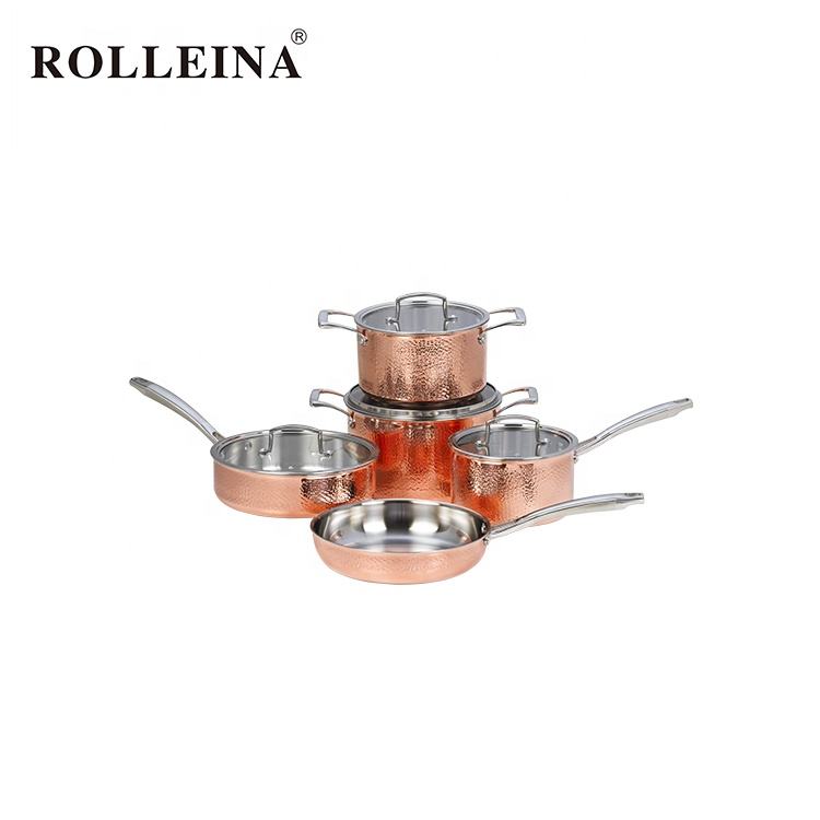 Tri-ply clad copper cookware sets