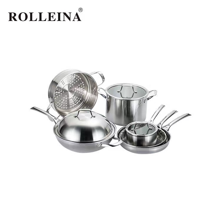 Tri-ply clad stainless steel cookware set
