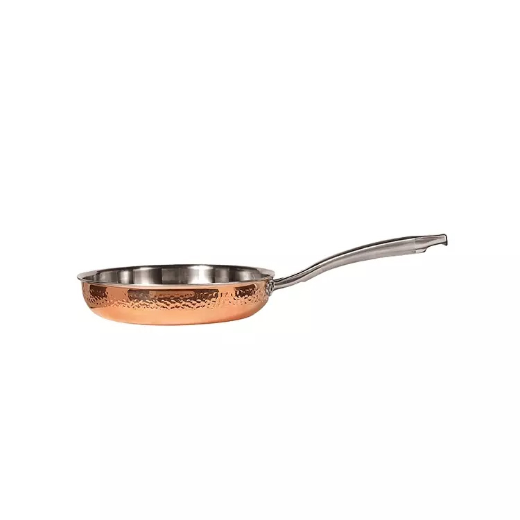 Tri-ply clad copper frying pan