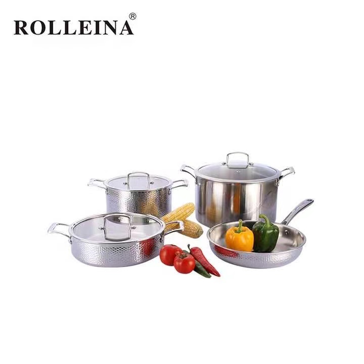 Tri-ply clad stainless steel cookware set