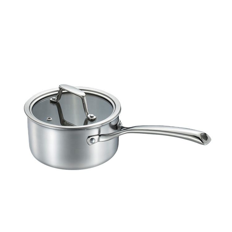 Tri-ply clad stainless steel sauce pan