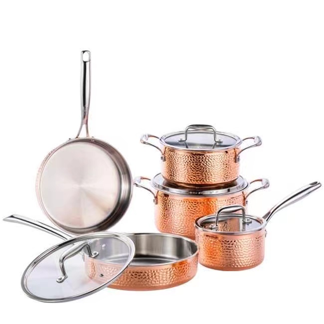 Tri-ply copper cookware set